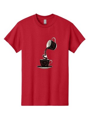 Coffee-Pouring Mens Graphic Tee, 100% Cotton, Casual Summer Wear