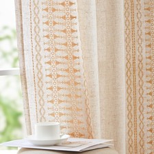 Boho Curtains Bedroom Linen Blend Boho Curtains 96 Inches Long 2 Panels