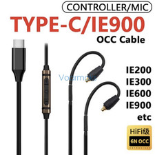 6N Occ HiFi Earphone Cable for Sennheiser IE200 IE300 IE600 IE900 Mic Control