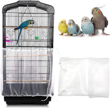 Universal Bird Cage Cover, Adjustable Parrot Nylon Airy Soft Mesh Net, Seed F...