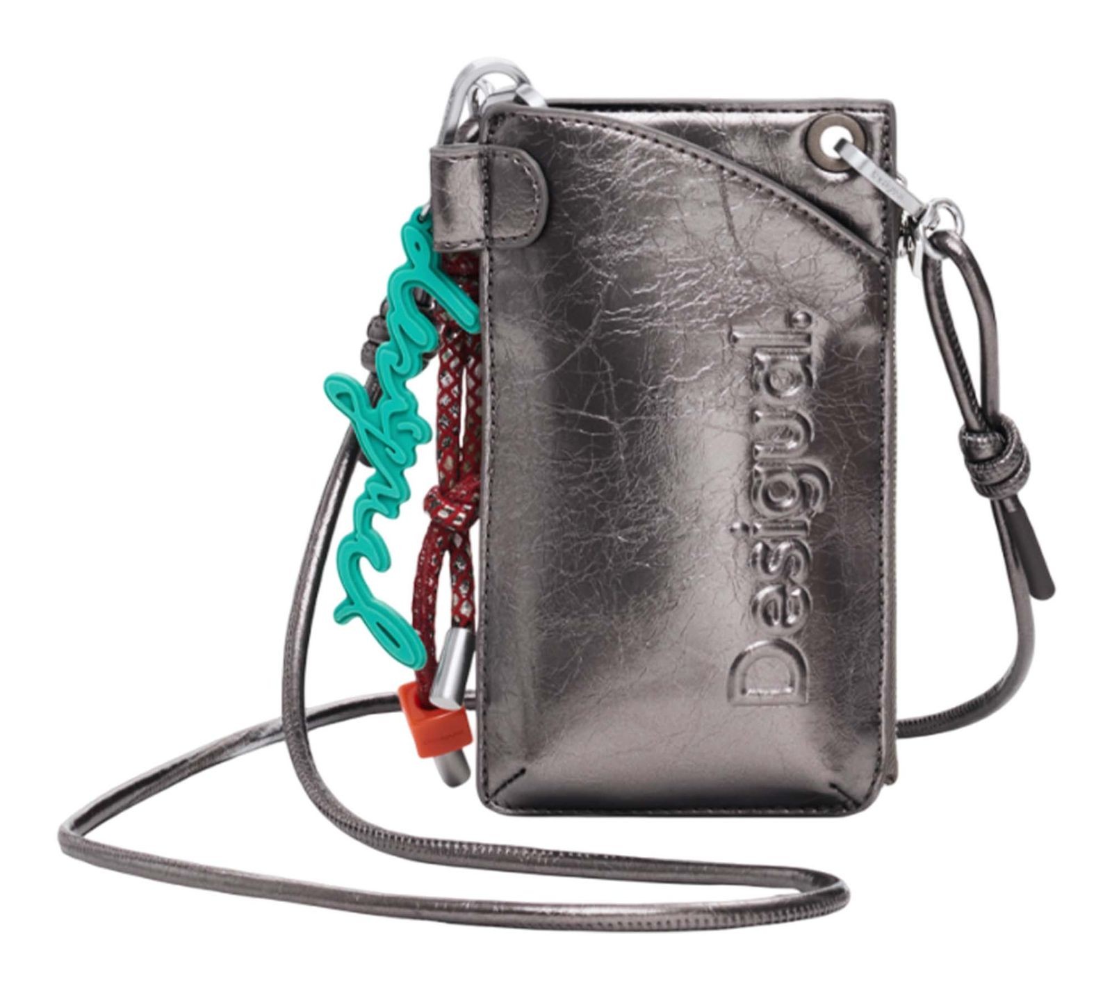 Desigual phone pouch Half Logo Milton Phone Bag Brushed Silver