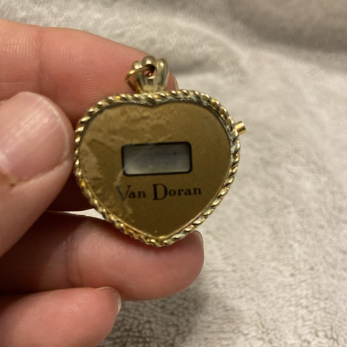 Van Doran Women's Gold Toned Digital Heart Pendant Watch Vintage For Parts