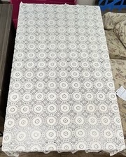 Vintage Antique Large 82 X 94 Beige Hand Crochet Lace Rectangle Tablecloth Chrty