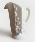 Westmoreland Paneled Pitcher Grape Vine White Milk Glass 9" Footed Vintage