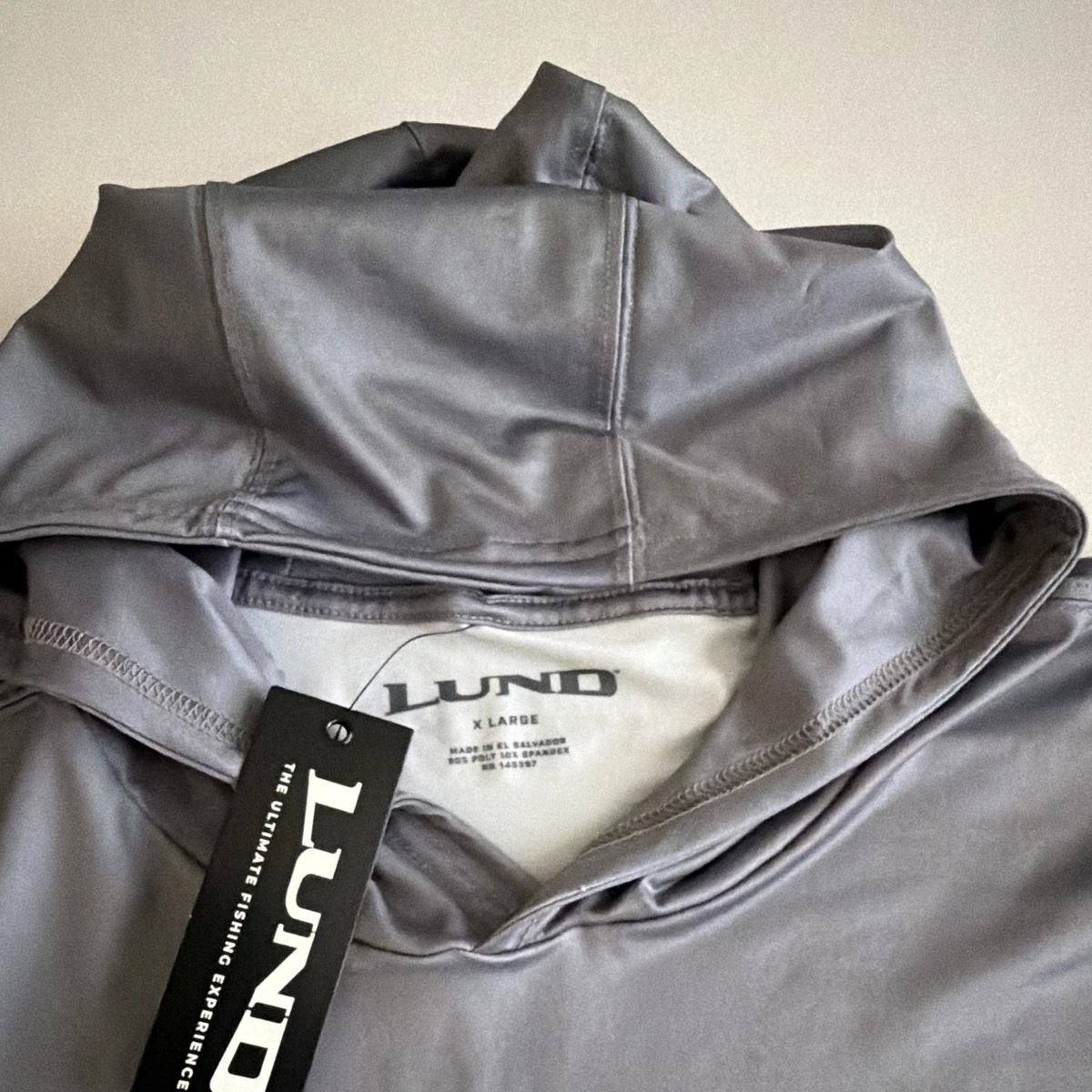 Lund Hombre XL Gris Capucha Pullover Manga Larga Pesca Sudadera con Capucha Logo
