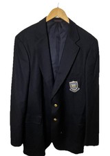 VTG YALE University Navy Wool Blazer Nautical Crest Bespoke Collegiate 40