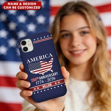Personalized America 250th Anniversary 1776- 2026 Iphone Case 7-17 Pro Max