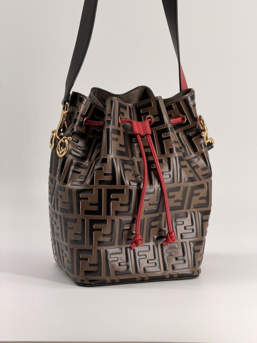 Fendi Mon Tresor Bucket Bag Zucca Embossed Leather Small | eBay