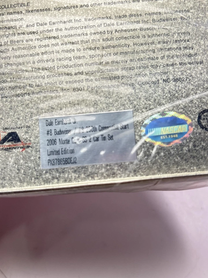 VTG 2006 Dale Earnhardt Jr  250 Nextel 1:64 Diecast Car Tin Set #8 Monte Carlo - Image 4 of 4