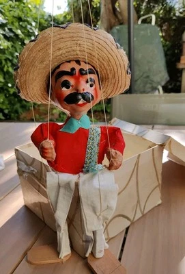Marionnette Le Mexicain 1960 Avec SA Boite d'origine. - Photo 1/4