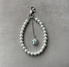 Handcrafted Beaded Bag Charm Keychain Glass Pearl Beads Lampwork Flower 5