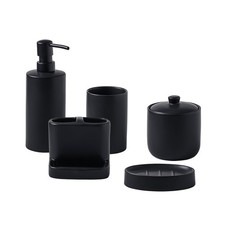 5-Piece Ceramic Bathroom Accessory Set - Soap Dispenser  Toothbrush Holder S...