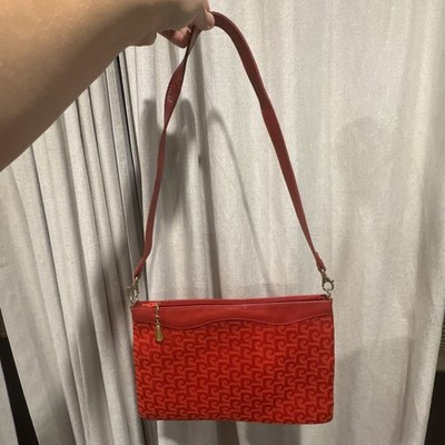 Pierre Cardin Red Brand Logo Patterned Shoulder Hand Bag Small