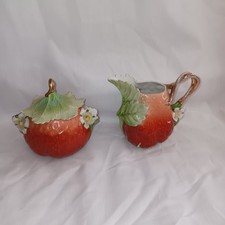 Rare Antique Strawberry-Shape Creamer Sugar Royal Bayreuth 1880's-1910 Germany