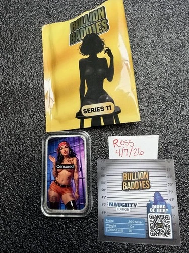 Bullion Baddies Framed Frida NAUGHTY 1 Ounce Silver Limited Edition!