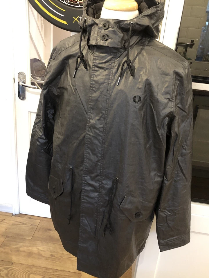 Fred Perry grey waterproof MOD Parka *100% Ratings Selller* - Image 2 of 4