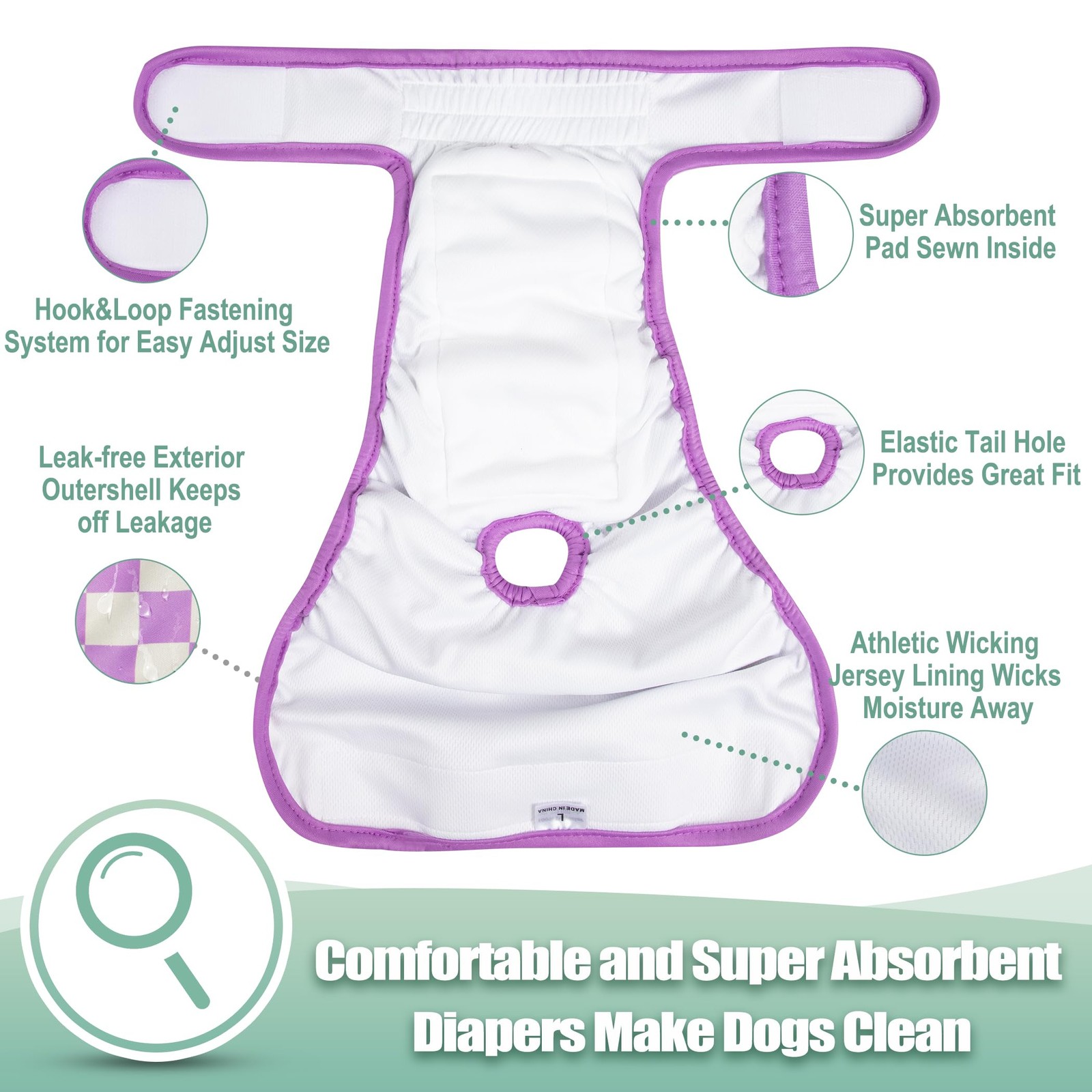 wegreeco Washable Female Dog Diapers| 3 Pack Checkerboard Red Purple Coffee