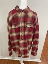 Orvis Classic Collection Men's Red/Ivory Cotton Plaid Heavy Flannel Men's Sz XL