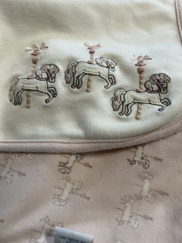 Vintage 2003 Gymboree Ivory/Pink Carousel Horse Baby Blanket Days Of Yesteryear - Picture 10 of 12