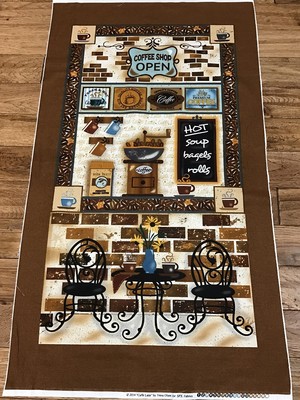 Caffe Latte - Villiage Inn Coffee Cotton Fabric Panel sewing craft