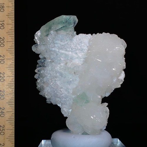 Green Apophyllite & Stilbite crystals on snow white Heulandite matrix 320ct