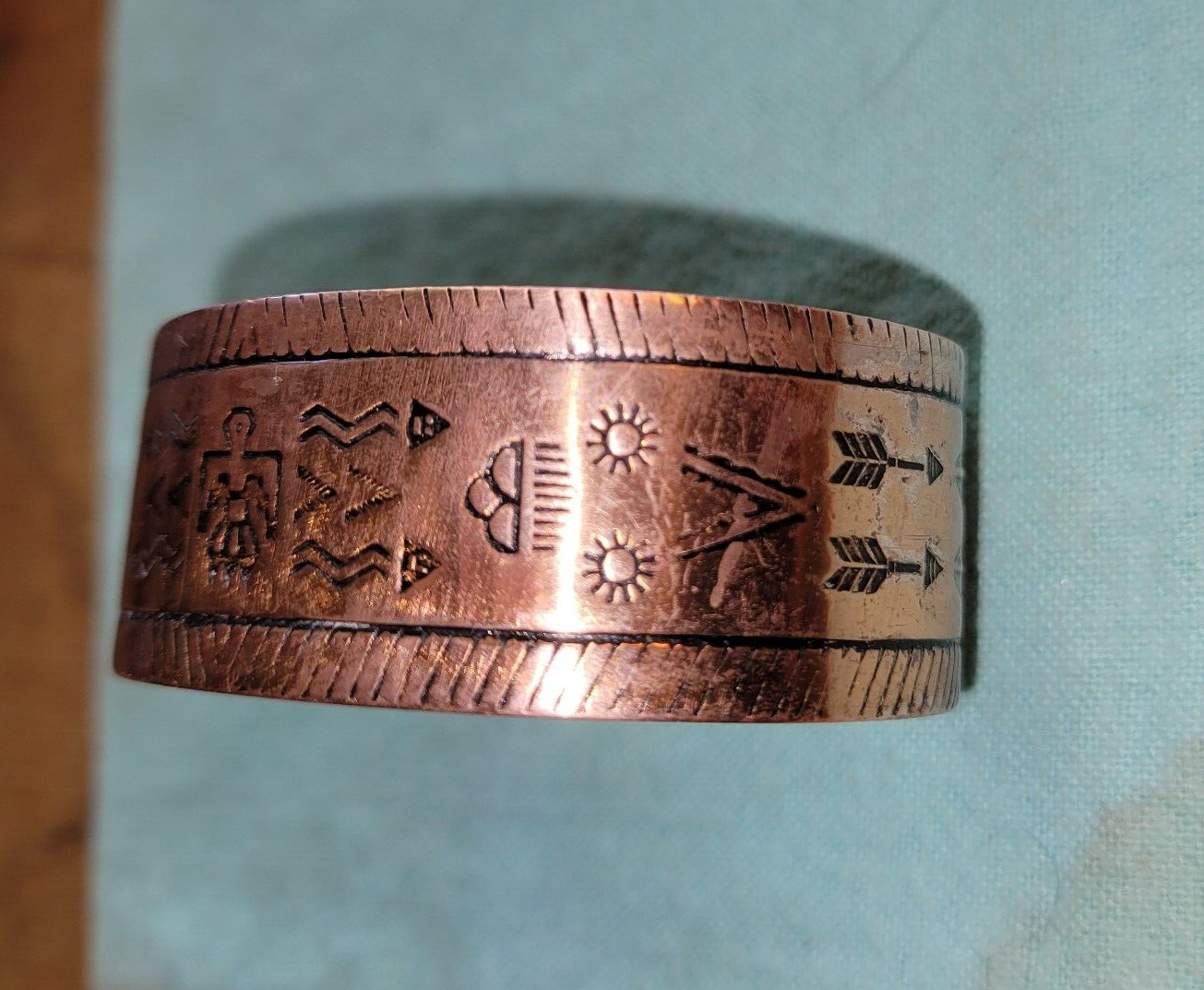 Fred Harvey Solid Copper Cuff Bracelet Thunderbir… - image 3
