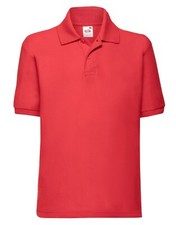 Image of Fruit Of The Loom Unisex Kids Short Sleeve Polo T Shirt, Childrens Casual Tops
