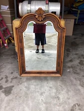 Ethan Allen Tuscany Collection Arched Mirror With Walnut Burl 51” x 34” x 3.5”