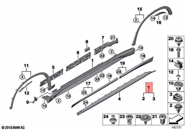 Genuine BMW X1 F48 X1 16d 18d 18dX 18i 20d Side Skirt Trim Left  