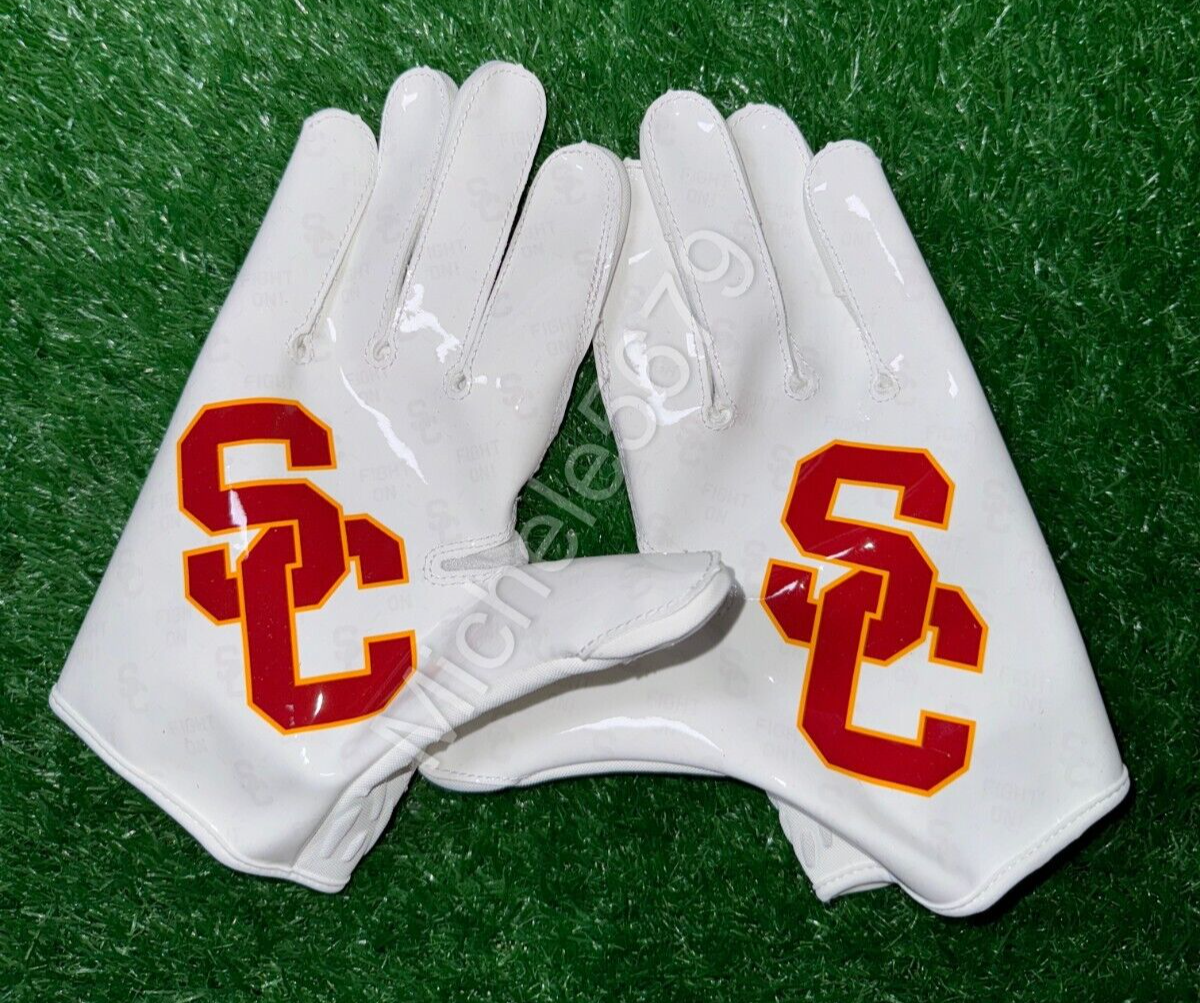 Nike USC Trojans Team Issued Vapor Jet 7.0 White Football Gloves