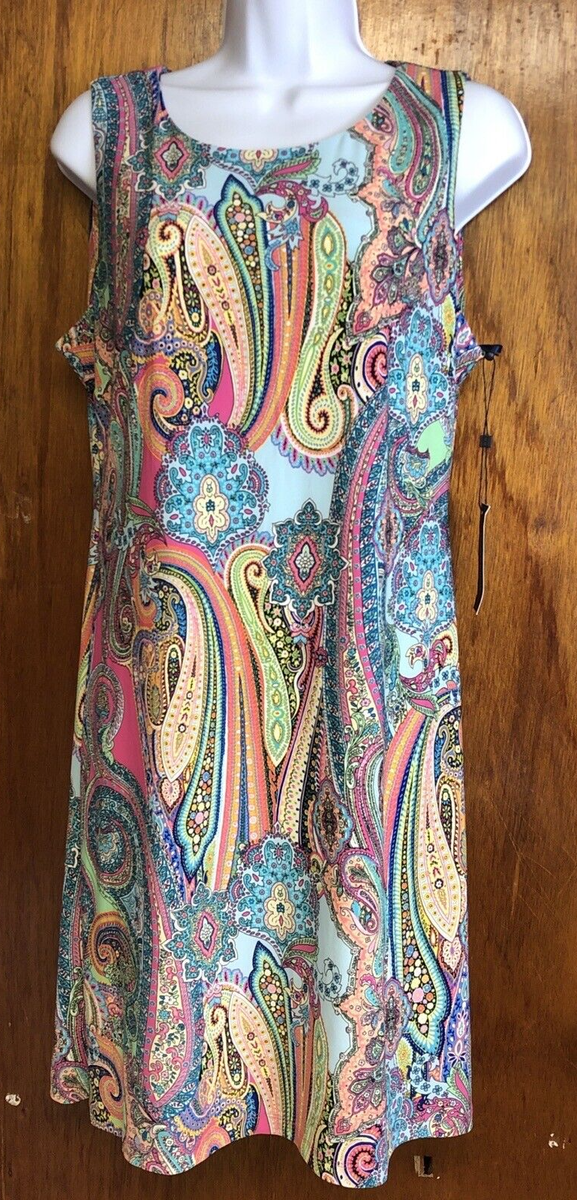 Tommy Hilfiger Paisley Dress Summer Sleeveless Pullover Shift NWT