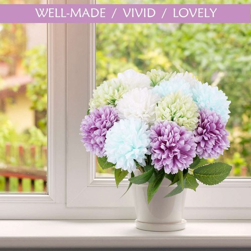 Artificial Chrysanthemums Ball Fake Flowers Plant Home Outdoor Decor-1/3/4/8/12x - Picture 8 of 23