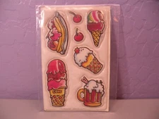 Vintage Mark 1 Scratch & Sniff Stickers Puffies Ice cream Sundae Sealed Rare NOS