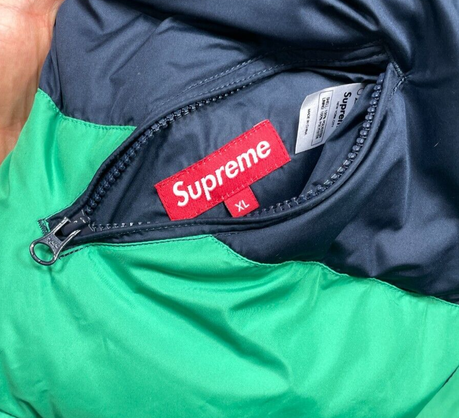 Supreme Reversible Puffer Jacket Mens XL Navy Blue Green Supreme Reversible Puffer Jacket Mens XL Navy Blue Green