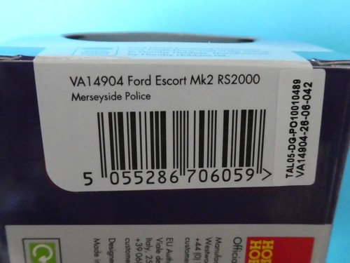 Ford Escort RS 2000 Merseyside Police in White New Corgi Vanguards 1:43rdScale - Picture 4 of 6