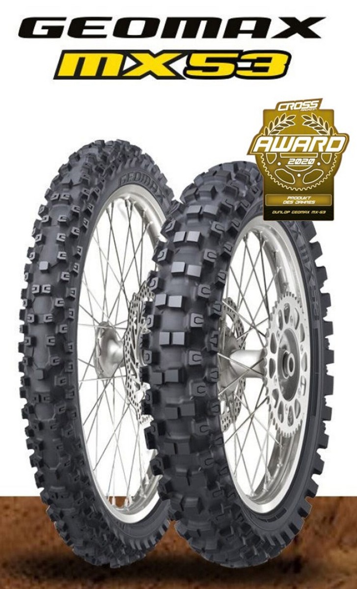 DUNLOP MX53 GEOMAX 80/100-21 & 100/90-19 TIRE SET +TUBES YAMAHA