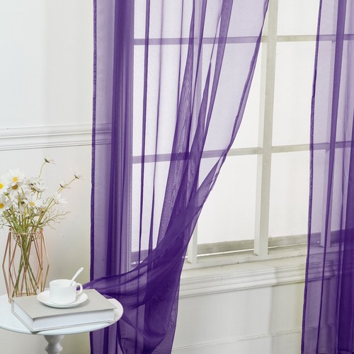 Set of (Two) 2 Sheer Curtain Panels - Window Panels in Many Sizes and Colors - Picture 19 of 109
