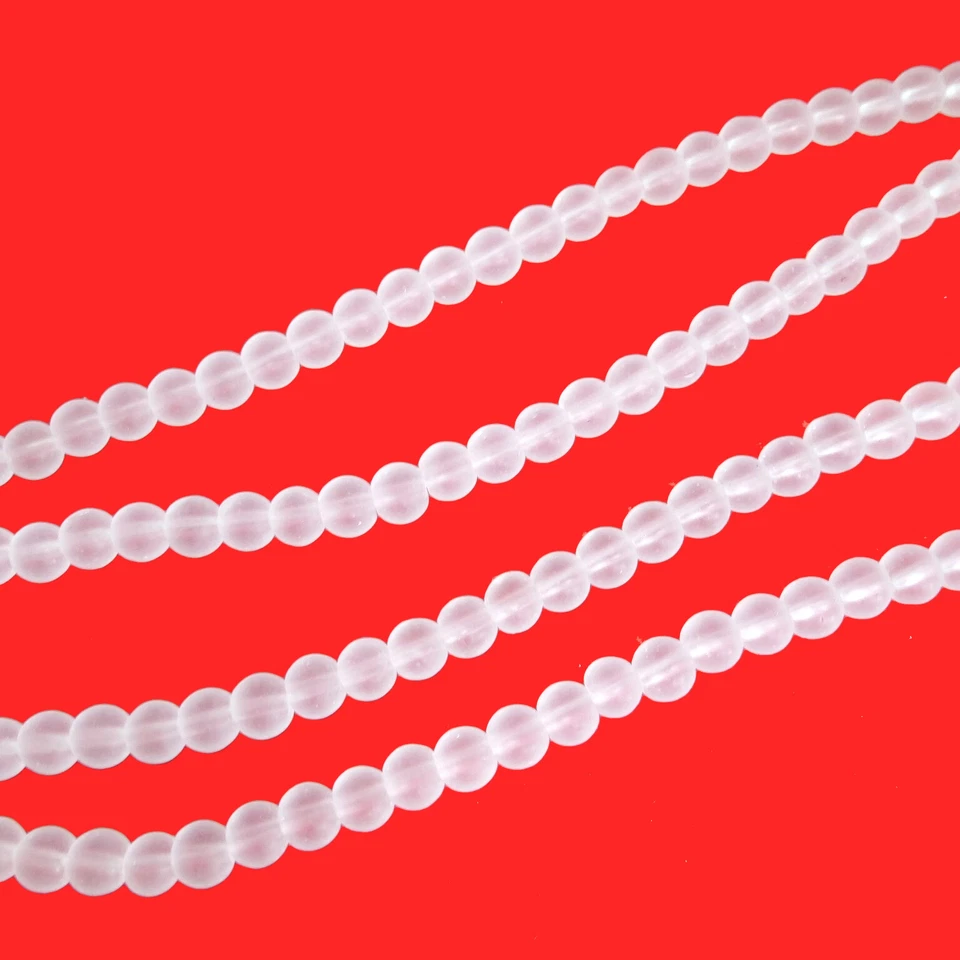 Glasperlen frost rund ca. 4 mm milchig weiß ca. 200 Perlen Spacer nenad-design - Bild 4 von 4