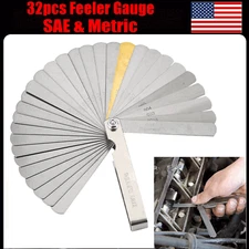 32 Blade Feeler Gauge Dual Metric & SAE Reading Combination Gap Thickness Tool 