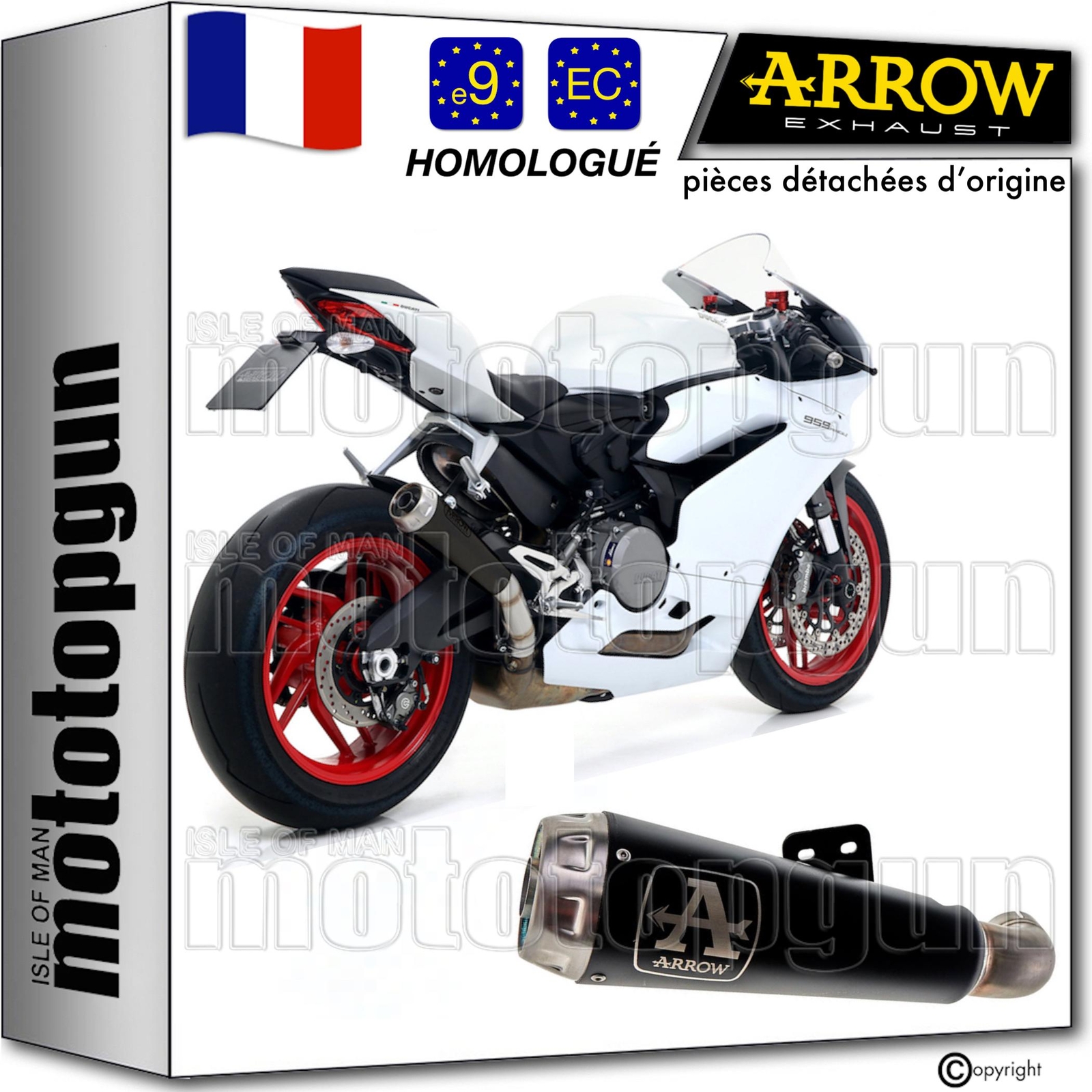 Echappement Arrow Pro-Race en nichrom noir pour optimiser la Panigale 959