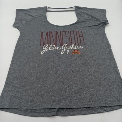 Rivalry Threads 91 Top Womens Large Gray Minnesota Golden Gophers Back Out Tee