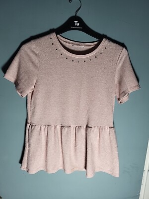 Matalan Size 10 Pink Short Sleeve Peplum Jumper * (524/95)