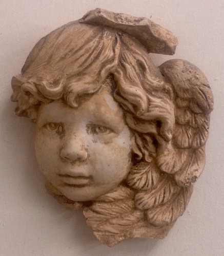 Geflügelter Cherub Engel Eros Wandrelief Antik Sandstein Fertig - Bild 1 von 6