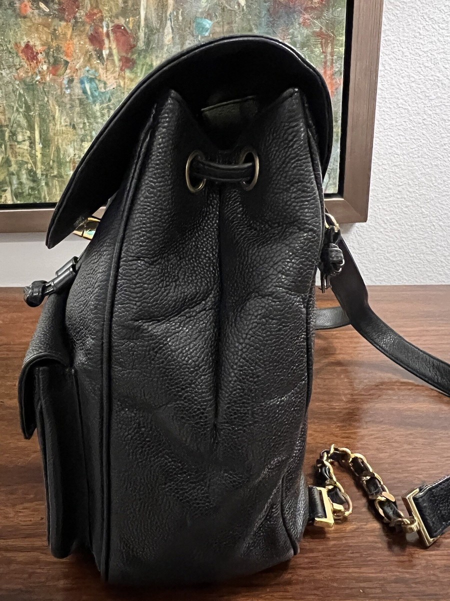 CHANEL Vintage Black Caviar Backpack Bag Large CC 24 K GHW