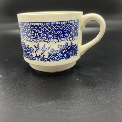 (1) Blue Willow Ware Teacup/Coffee Mug Stackable Marked USA Set Of 8