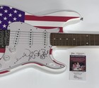 WES SCANTLIN SIGNED USA FLAG ELECTRIC GUITAR PUDDLE OF MUDD JSA COA — photo 2
