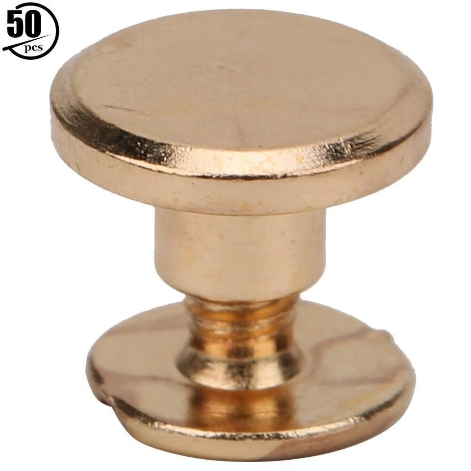 50 juegos de tornillos de cabeza plana de latón de 6,5 mm remaches para clavos hágalo usted mismo artesanía de cuero Foto 2 de 4