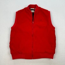 Vintage St Johns Bay Jacket Size Medium Red Corduroy Zip Up Vest Quilt Lined 90s