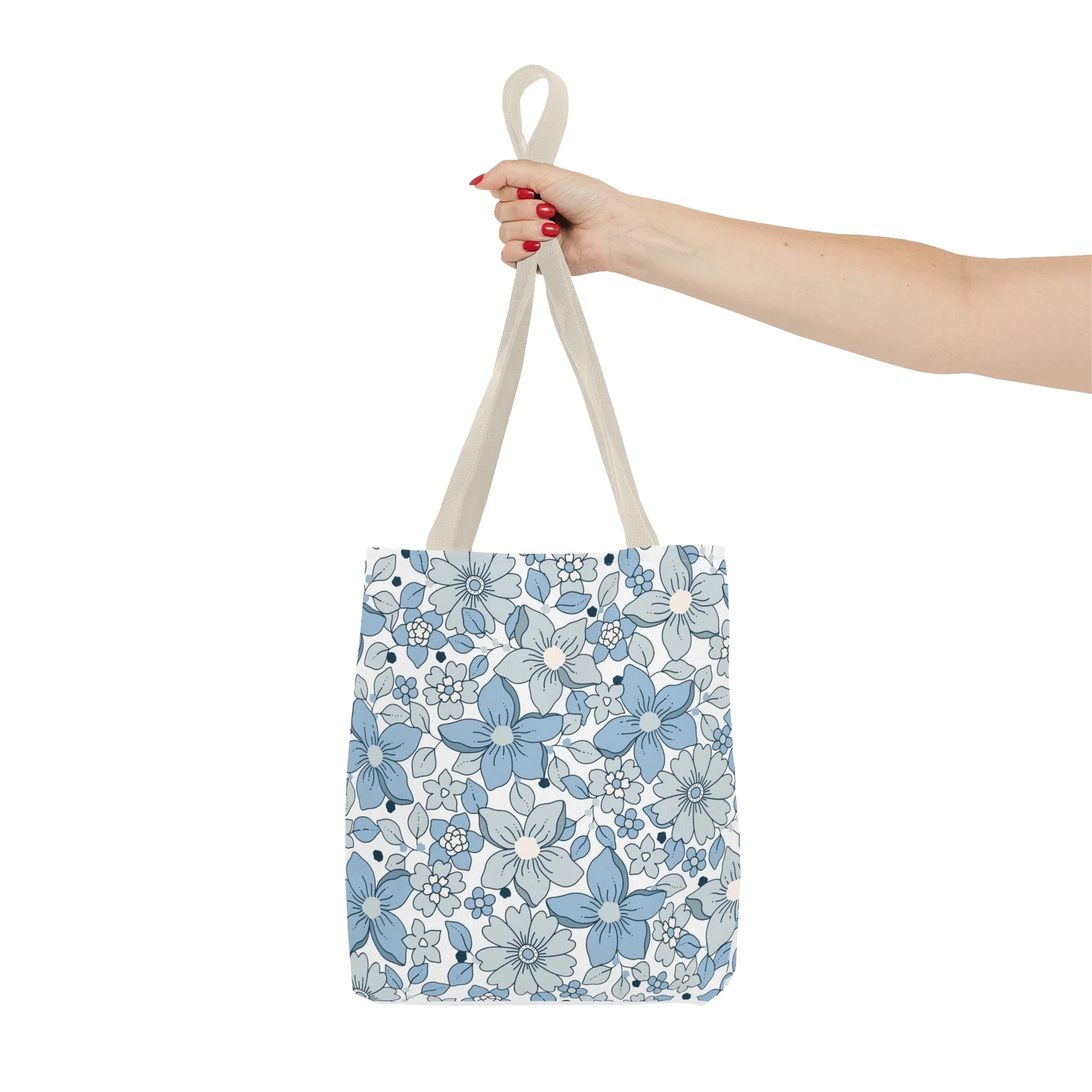 Blue And Grey Flowers Tote Bag (AOP)