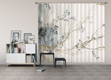 3D Blue Leaves Branch A6287 Photo Curtain Window Blockout Fabric Amy 2024